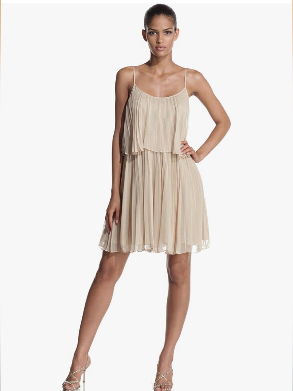 🔥NWT HALSTON Heritage Pleated Dress (SAND SAND) SIZE 6